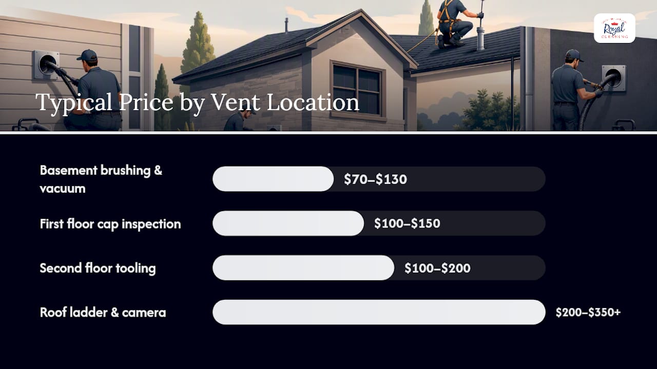 Cost and service comparison diagram for dryer vent cleaning