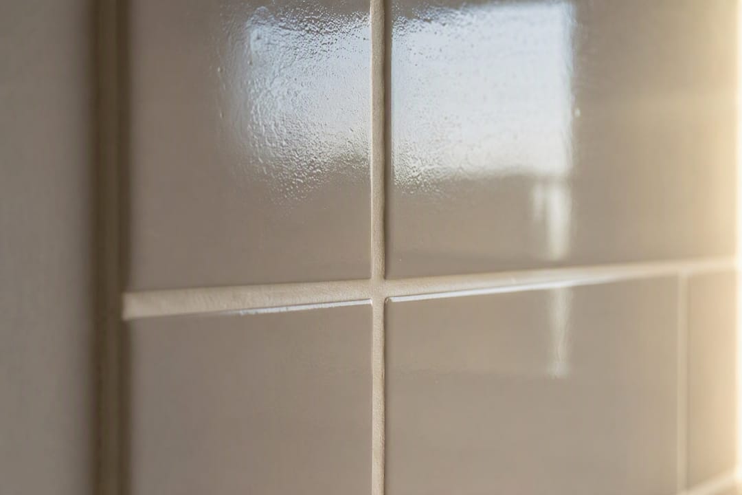 Close-up of clean tile grout lines