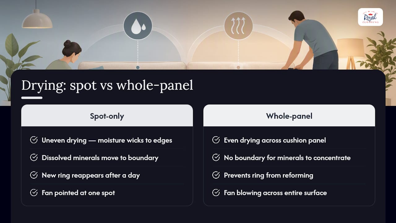 Diagram showing couch stain wicking and even drying