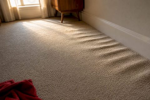 Ripples visible in freshly cleaned carpet