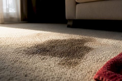 Carpet stain resurfacing as moisture dries