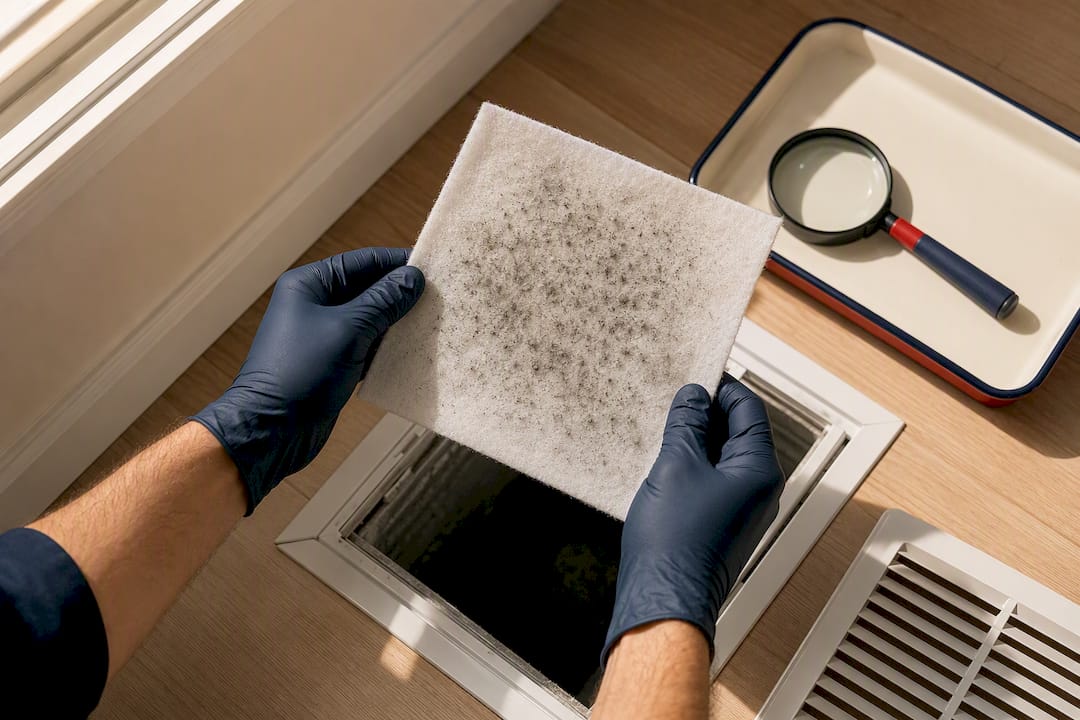 White media trap capturing vent particles