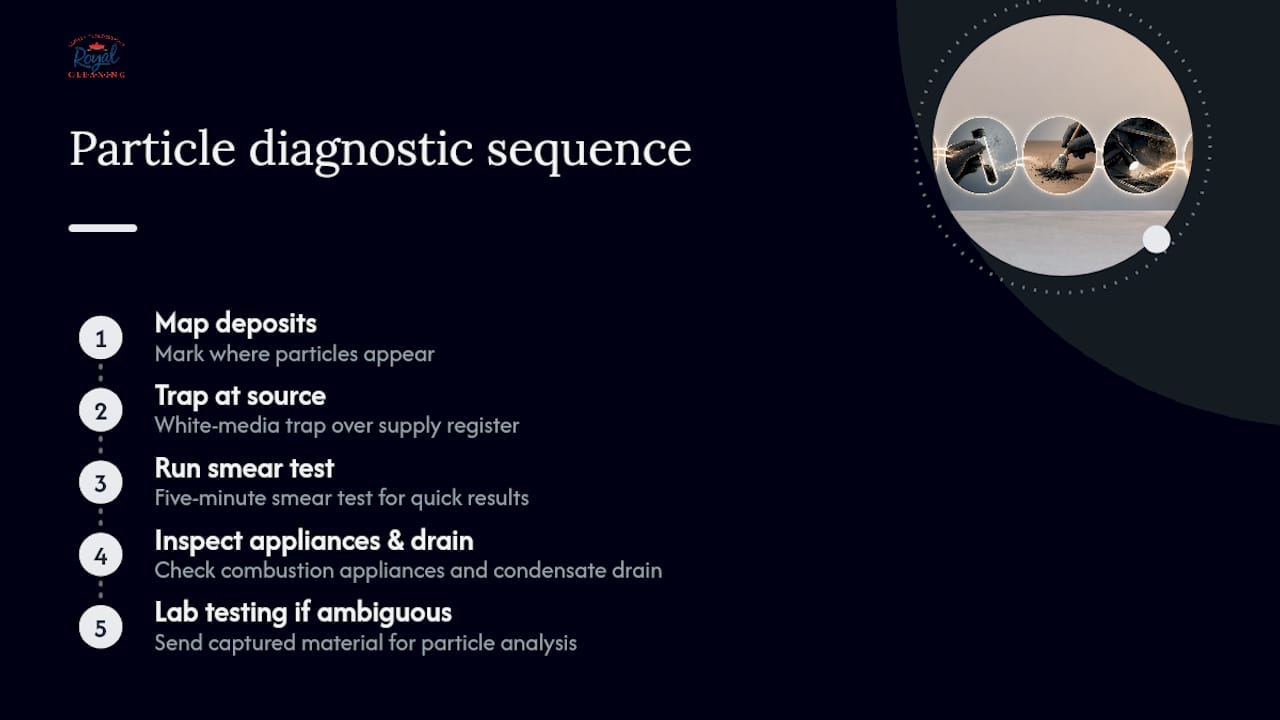 Five-step black dust vent testing sequence