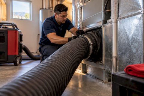 Negative-pressure air duct cleaning setup