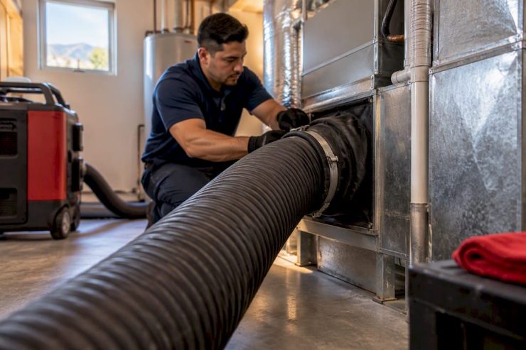 Negative-pressure air duct cleaning setup