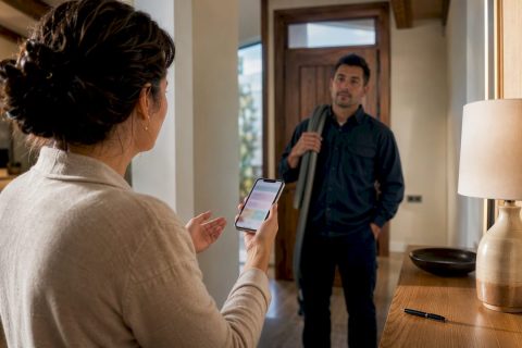 Homeowner vetting a duct cleaning contractor
