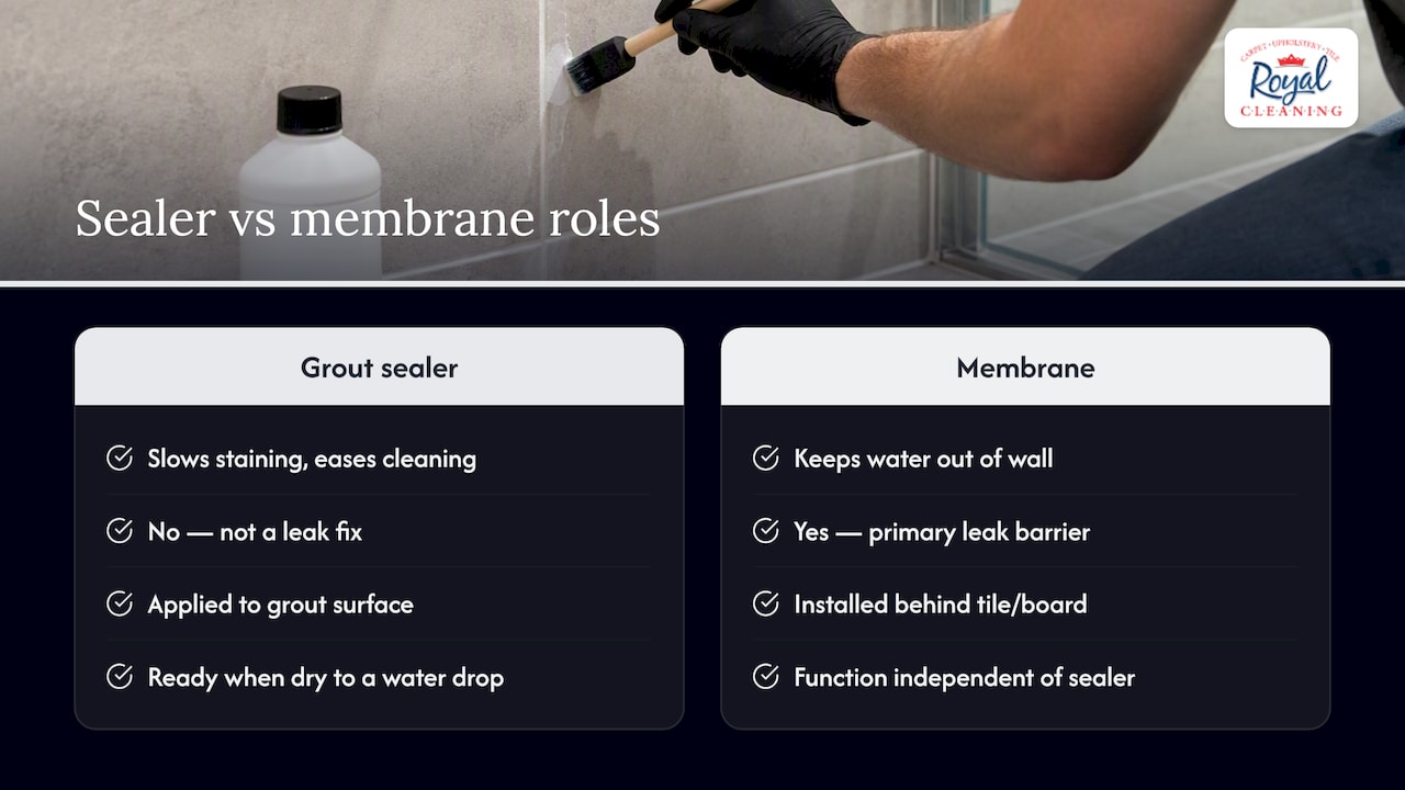 Grout sealer and membrane serve different purposes